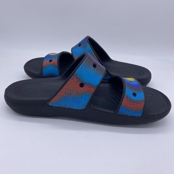 CROCS Classic Spray Dye Two Strap Slide Sandals Mens 10 Womens 12 Rainbow main image 11